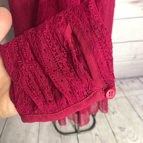 7) Ro & De Long Sleeve Polyester Mock Neck Lace Cold Shoulder Top Size Medium - Picture 10 of 11